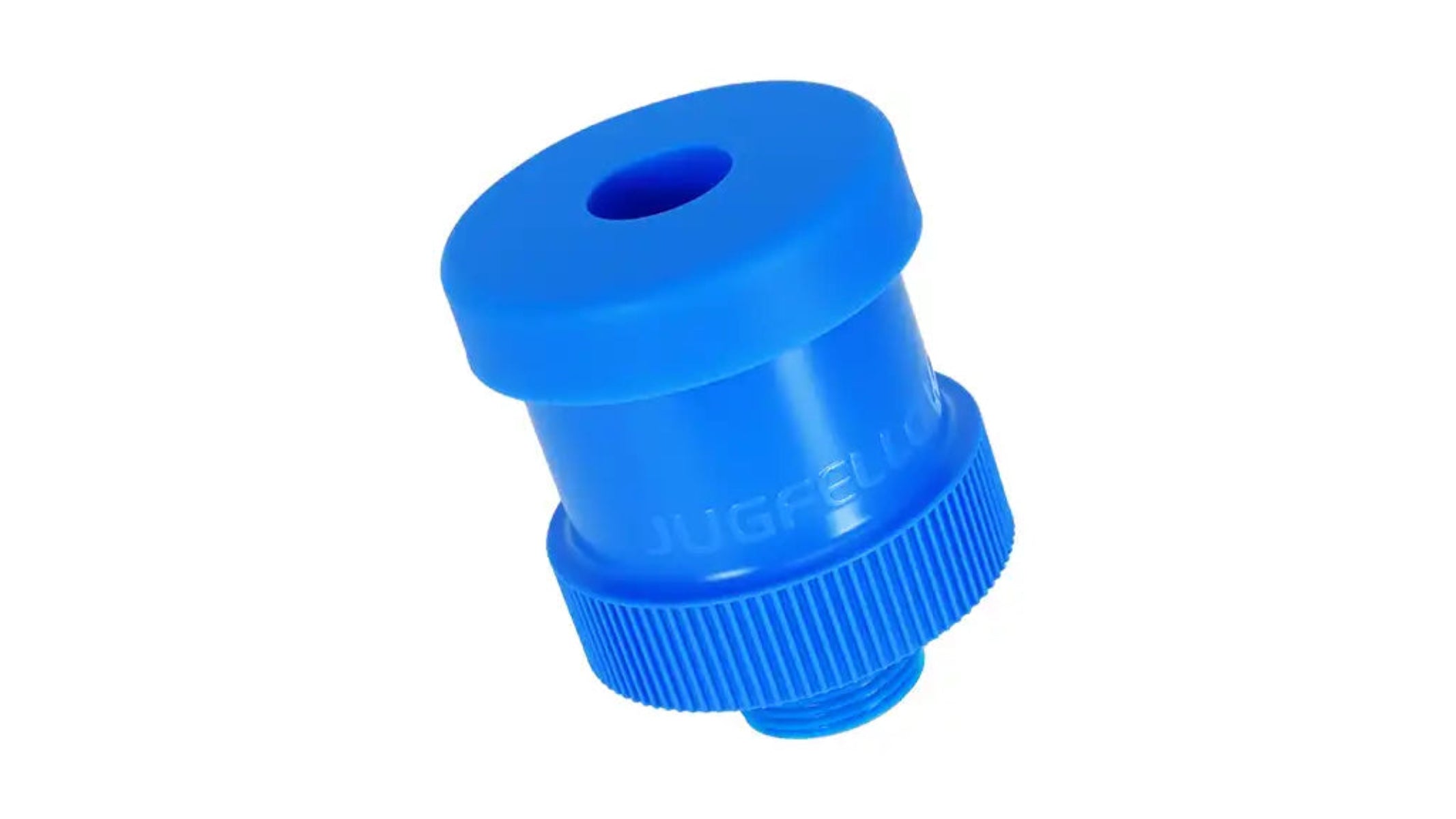 Jugfellow Universal Adapter connecting common camp water containers to a 55 mm round-base rechargeable water pump.