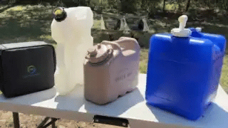 Jugfellow Universal Adapter compatibility demo showing how it connects common camp water containers to a 55 mm round-base rechargeable water pump.
